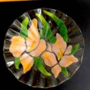Sydenstricker Glass floral plate 7 3/4 inches